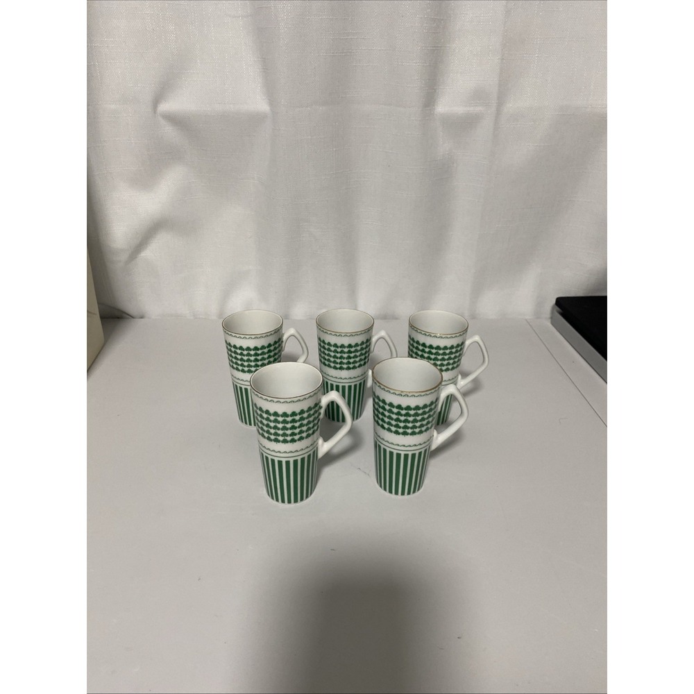 5 VTG Neiman Marcus Shamrock Irish Demitasse Cups St. Patricks Day JAPAN
